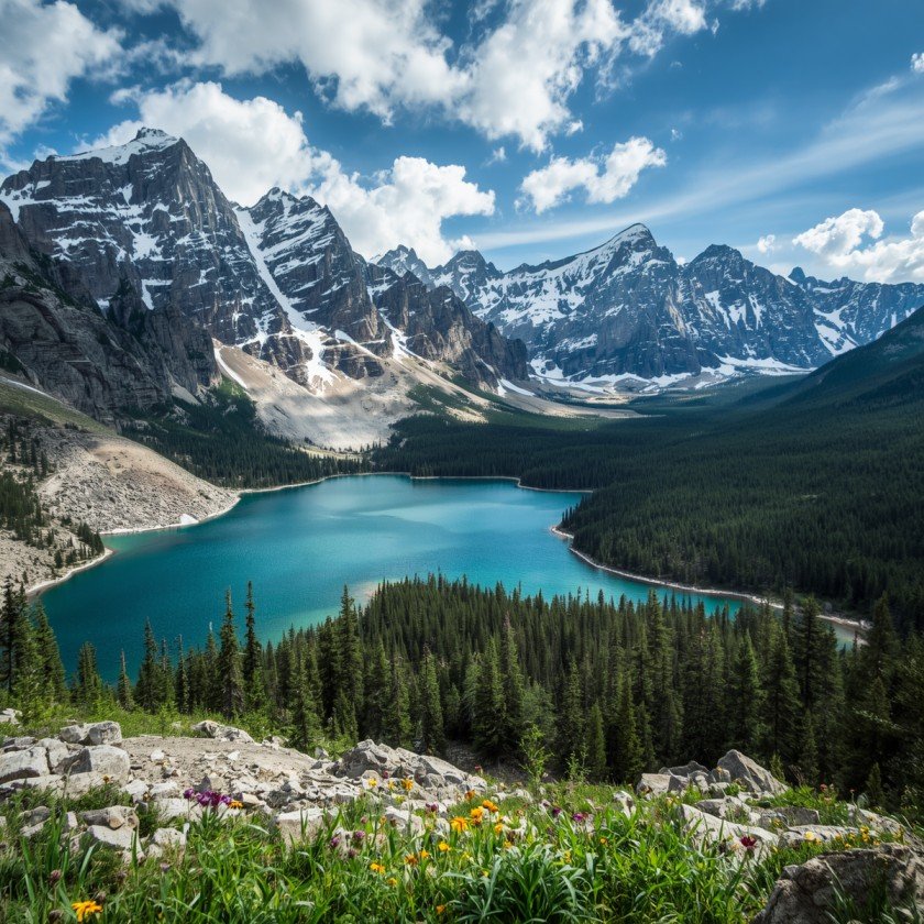 Colorado's Rocky Mountains, majestic snow-capped mountain peaks with dramatic alpine landscape